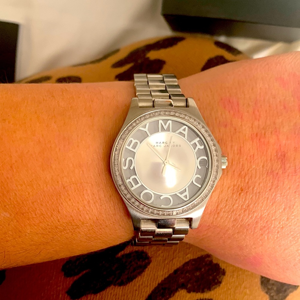 Marc Jacobs silver see through face watch